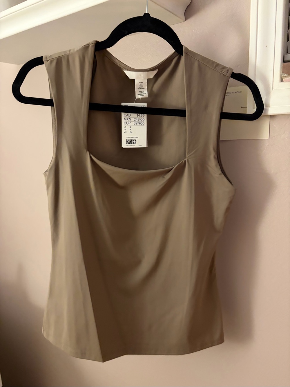 H&M Taupe Square-Neck Sleeveless Top